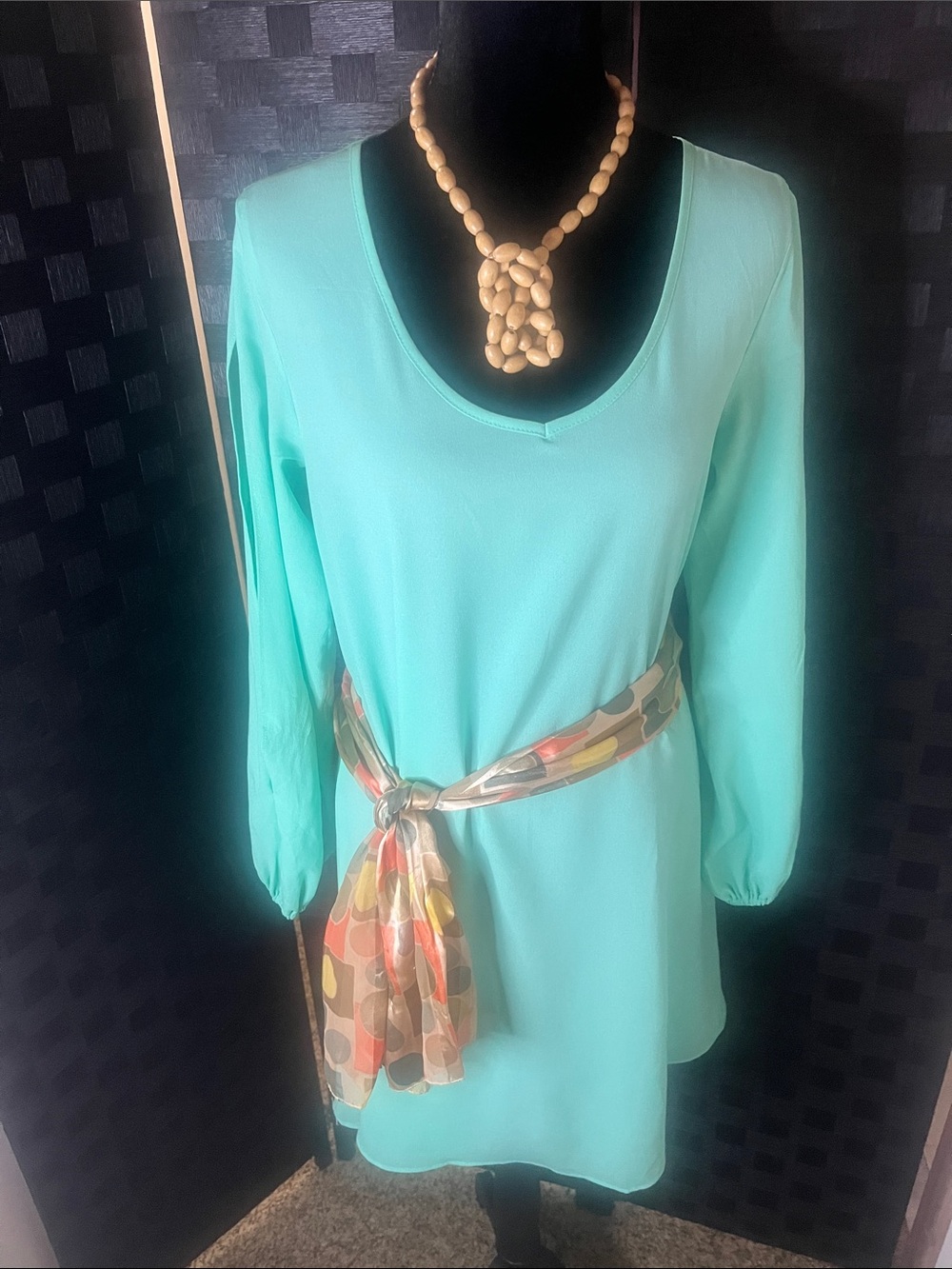 Women’s Mint Green Long Sleeve V-Neck Top